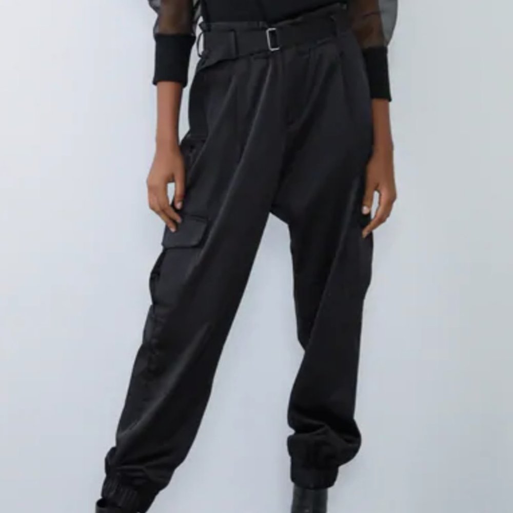 ZARA SATIN CARGO PANTS